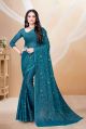 Unstitched Full Sleeves Parvati Fabrics women embroidered bollywood net sarees