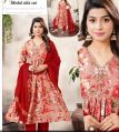 RK Fashion Rayon V Neck 3/4th Sleeve Stitched Regular Fit Printed red floral alia cut suit