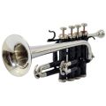 Shreyas Polished Silver four valve black nickel piccolo trumpet