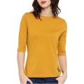 Cotton Crimp yellow plain half sleeve tshirt