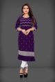Ladies Purple Lakhnavi Kurti Pant Set