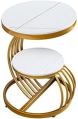 Wood Metal Polished Round Yellow and white New coffee table