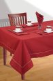 Swayam Heavy Cotton Blend Fabric Plain rectangular red table cover
