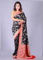 Black & Red Khaddi Georgette Banarasi Saree