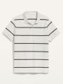 White Half Sleeve Regular Fit Striped mens cotton polo tshirt