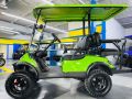 Green 4 seater folded back seat electric golf carts
