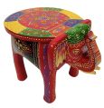 Mix Colour hand painted wooden elephant stool