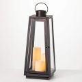 Iron Polished Black Plain hurricane candle lantern