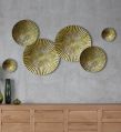 Metal Polished Powder Coated Golden Plain round hammered wall art