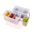 Plastic Fridge Square Handle Food Storage Organizer Boxes with Lid, Handle and 3 Smaller Bins