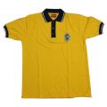 Yellow Collar Neck Half Sleeves Cotton Plain School tshirt