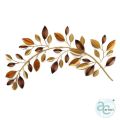 Twin Leaves Branch With Gold Brown And Gold Leaves Branch Metal Wall Art