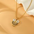 18K Gold Plated Owl Inlay Zircon Pendant Necklace