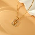 18K Gold Plated Rose Inlay Zircon Pendant Necklace