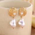 Elegant Irregular Pearl Zircon Drop Earrings