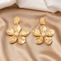 Momentane Jewels LLP iron flower pearl gold plated drop earrings