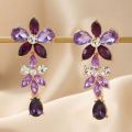 Gemstones Gold Plated Drop Earrings purple