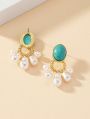 Momentane Jewels LLP copper pearls turquoise drop earrings