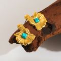 Turquoise 18k Gold Plated Ear Studs