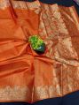 Siddhi collection Unstitched Orange tussar silk sarees