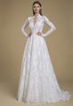 White Applique Lace A Line Wedding Gown