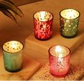 Multicolor Printed decorative glass candle jar