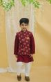 Red & White Full Sleeves Printed kids kurta pyjama set