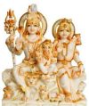 White and Golden Marble Shiva Parivar Statue