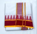 White Red Boarded temple border mens cotton dhoti