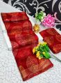 Red Cotton Silk Printed fancy cotton sarees