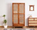 Polished Rectangular Teak Finish Teak Finish Plain Panchveni mango wood double door wardrobe