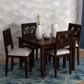 Square Walnut Natural Finish Plain Panchveni sheesham wood 4 seater dining set