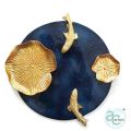 355 mm Marine Blue Gold Fish Hand Painted Wall Art Metal Plate