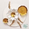 Artact Powder Coated 3 Layer Finishing Golden White 425 mm fortune pond fish lotus leaf wall art metal plate