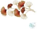 Quirky Orange Ginkgo And Wired Leaves Branch Metal Wall Art