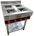 Silver stainless steel four burner cooking range