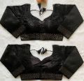 Black Coloured Heavy Milan Silk Half Sleeves Embroidered Blouse