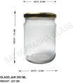 SATYAPRABHA GLASS Round Golden 550 ml salsa glass jar