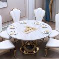 White Marble Round Table and Chair Set