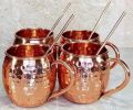 Polished Round Brown Hammed Copper  Mugs