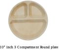10 Inch 3 Compartment Round Areca Leaf Plate
