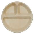 Plain 3 Compartment Round Areca Leaf Plate