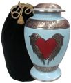 Agave Blue and Red Handcrafted Ash Urn