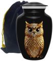 Gold Owl Ash Urn with Velvet Bag