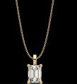 Stefee Polished lnp-18 solitaire emerald diamond pendant necklace