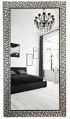 Polished Rectangle Silver Carved fancy mango wood mirror frame