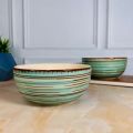 Iris Turquoise Ceramic Serving Bowl Set