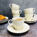 Ivory Charm White Ceramic Tea Cup & Saucer Set
