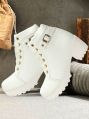 Girls White Ankle Length Boots