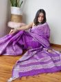 Available in Many Colors Printed ladies party wear linen cotton saree